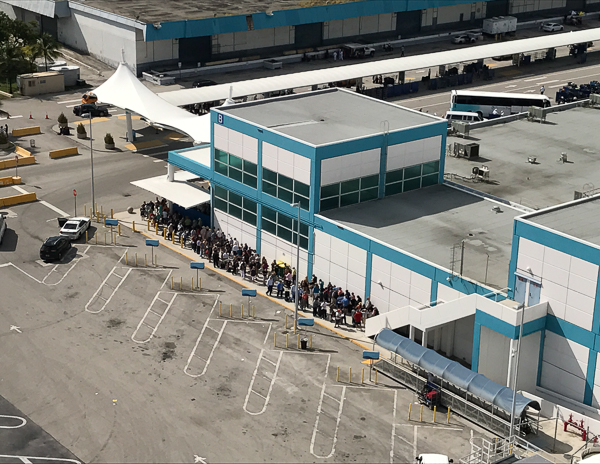 security line outside the cruise terminal