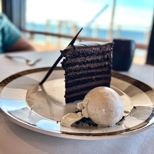 seven layer chocolate cake from cagneys steakhouse on norwegian joy