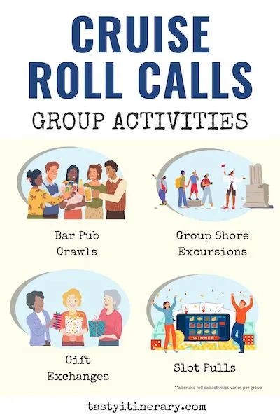 graphic of cruise roll call activities ideas