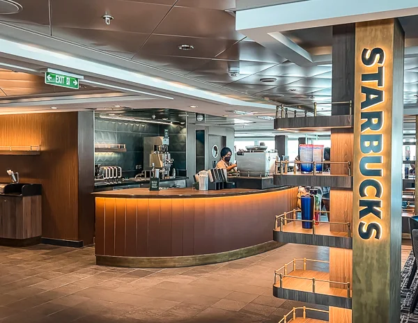 starbucks coffee in the oberservation lounge of norwegian joy