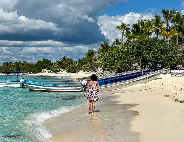 woman walking on a beach