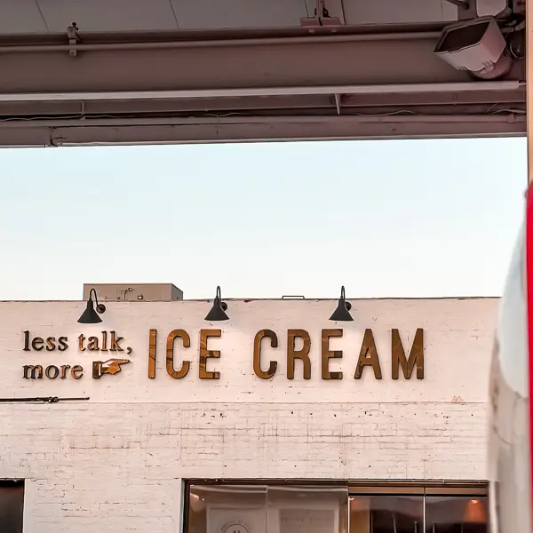 let's talk more ice cream sign