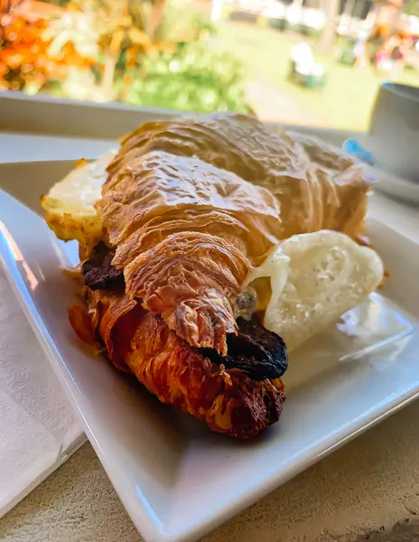 croissant breakfast sandwich at hanalei bread company