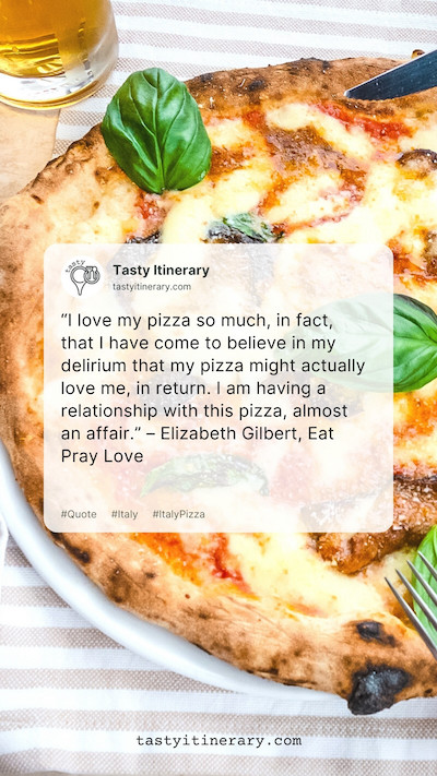 image of pizza with a quote