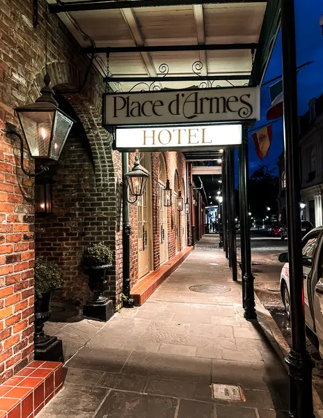 front of place d'armes hotel in the french quarter