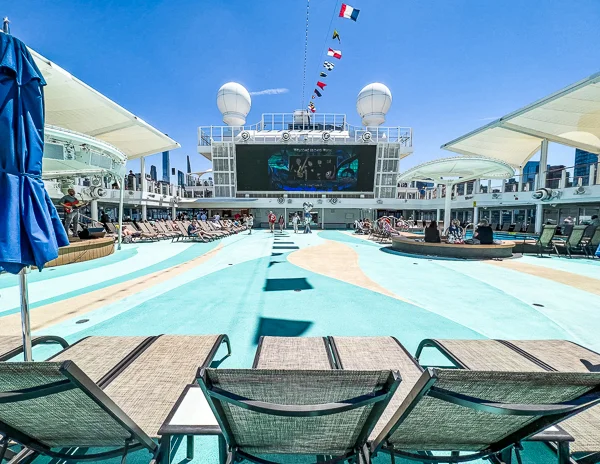 empty pool deck on cruise ship