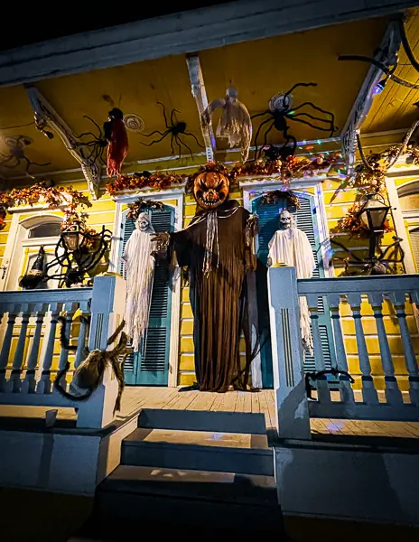 scary halloween decorations in the french quarter