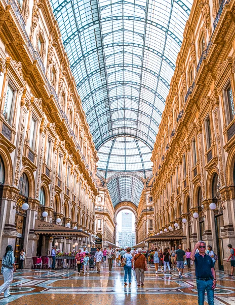 Inside Galleria Vittorio Emanuele II in Milan Italy