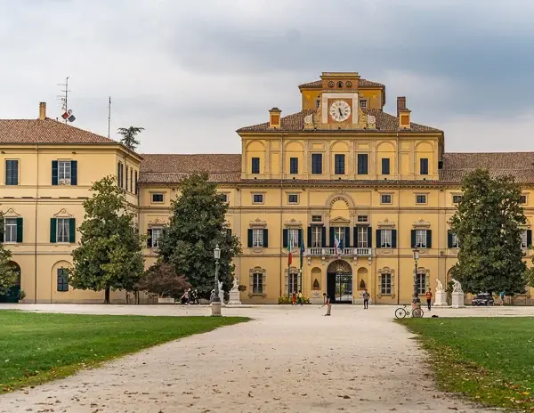 Facade of Palazzo Ducale, also known as Palazzo del Giardino, located in Parco Ducale in Parma, Italy