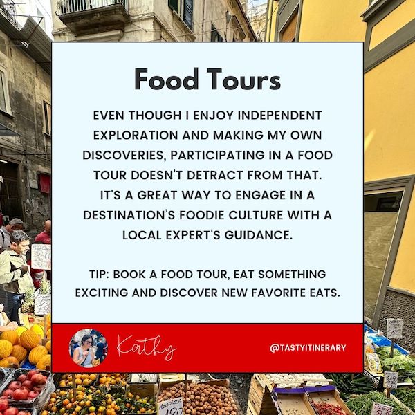 graphic of a foodie tip  and opinion on food tours