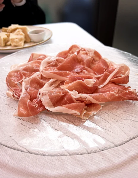 sliced proscuitto di parma of 30 months in parma italy