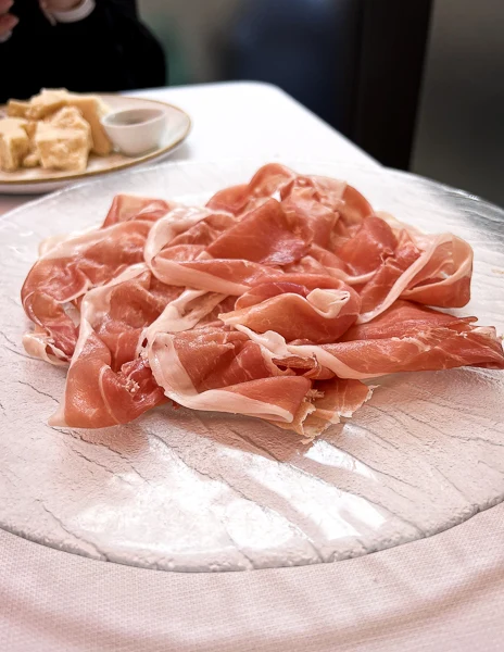 sliced proscuitto di parma in parma italy