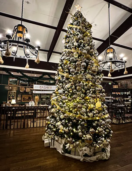 christmas tree inside Sourdough Bread Hall 123 farm