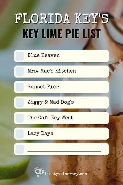 graphic of a check list of key lime pies in florida keys