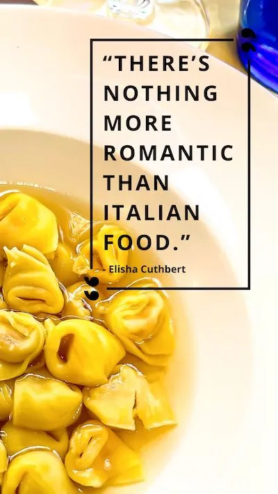 graphic of there's nothing more romantic than italian food quote