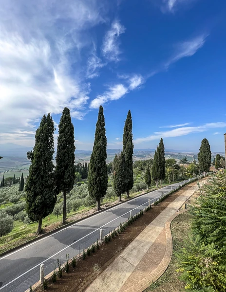views of val d'orcia from the historic town of pienza italy