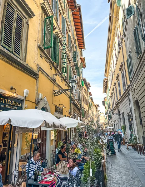 random narrow street in florence italy