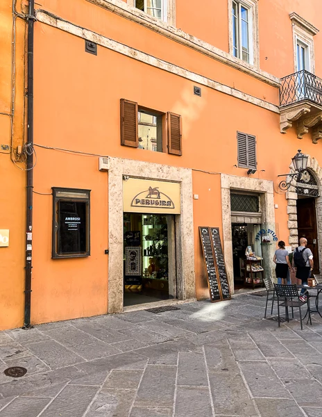 Outside the perugina shop in the city of perugia