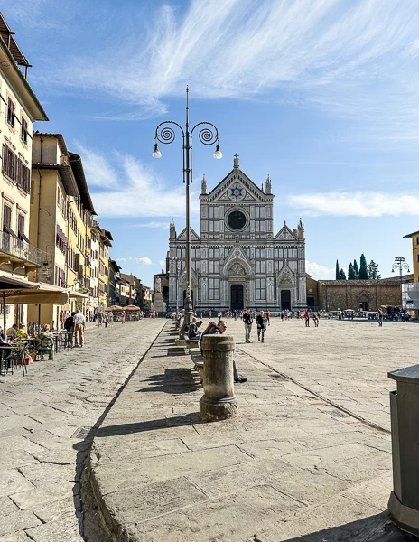 glimpse of the santa croce church from the piazza 