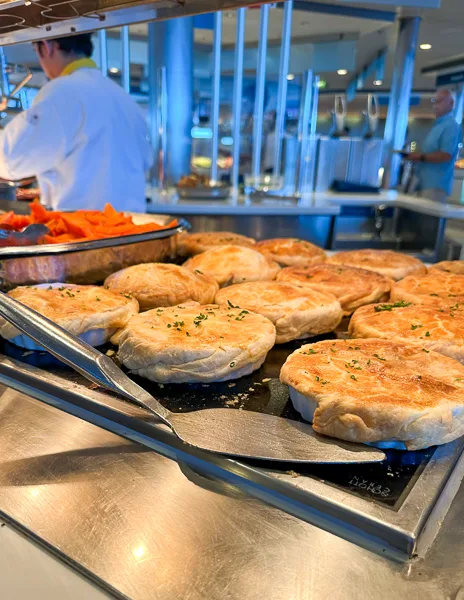 chicken pot pie at cruise buffet