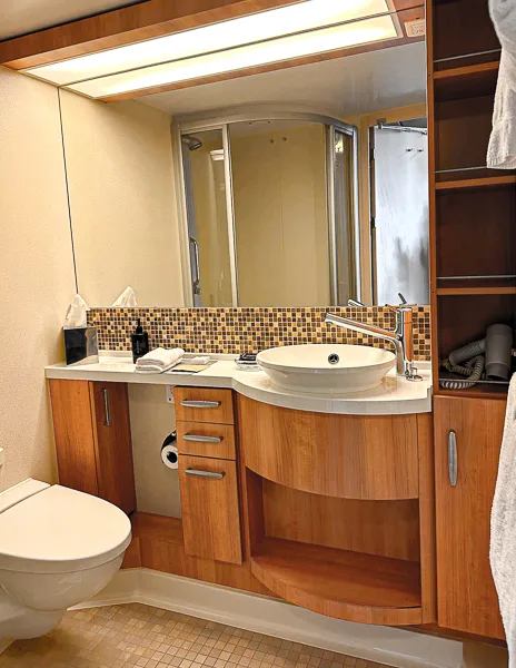 cruise cabin bathroom on celebrity solstice