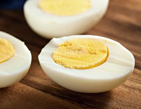 hard boiled eggs cut in half