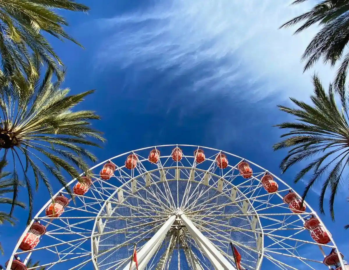 looking up at the ferris wheel at irvine spectrum center