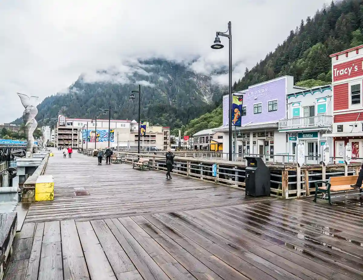 rainy day in historic juneau waterfront
