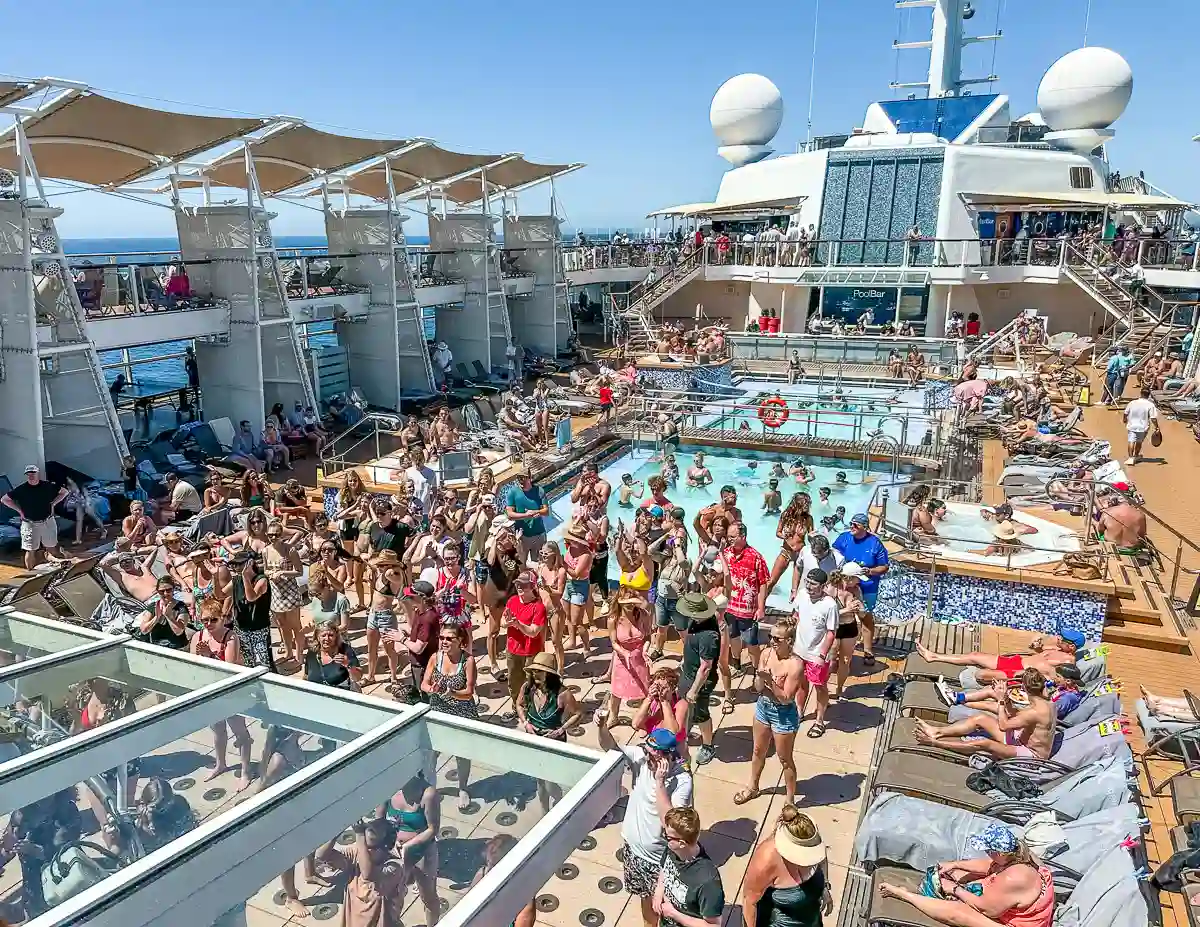 dance lessons on a cruise ship pool deck