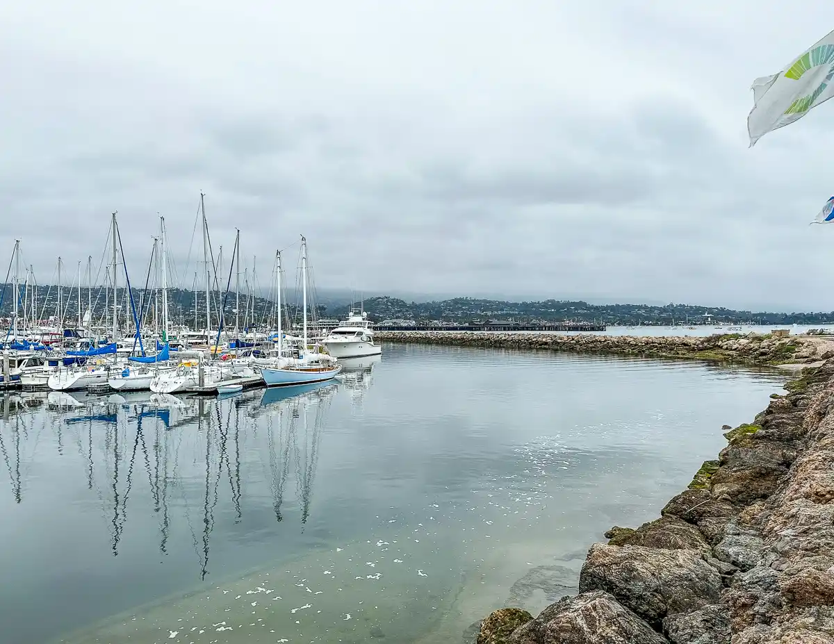 boats in santa barbara harbor along point castillo