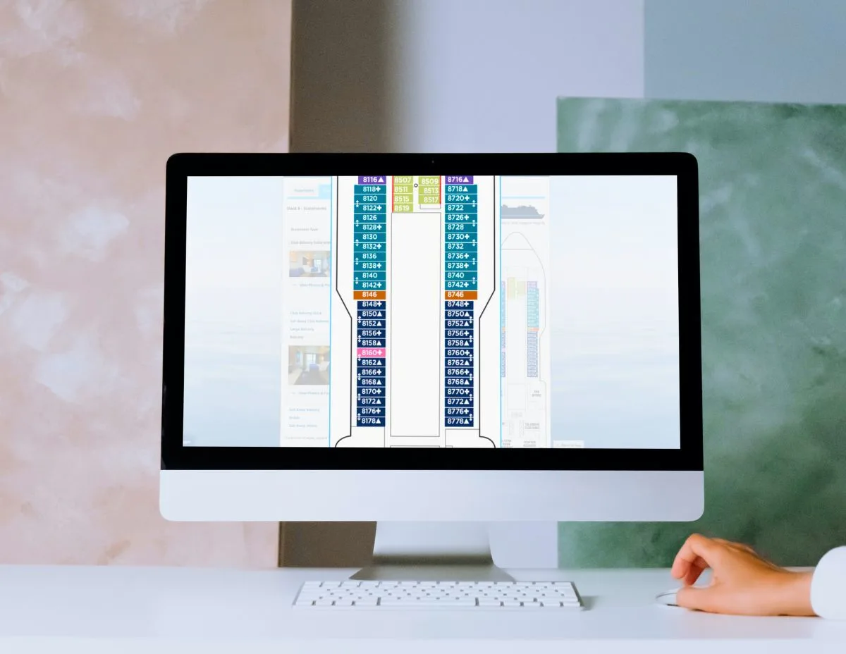 cruise deck plan on iMac screen | choose right location on cruise cabin