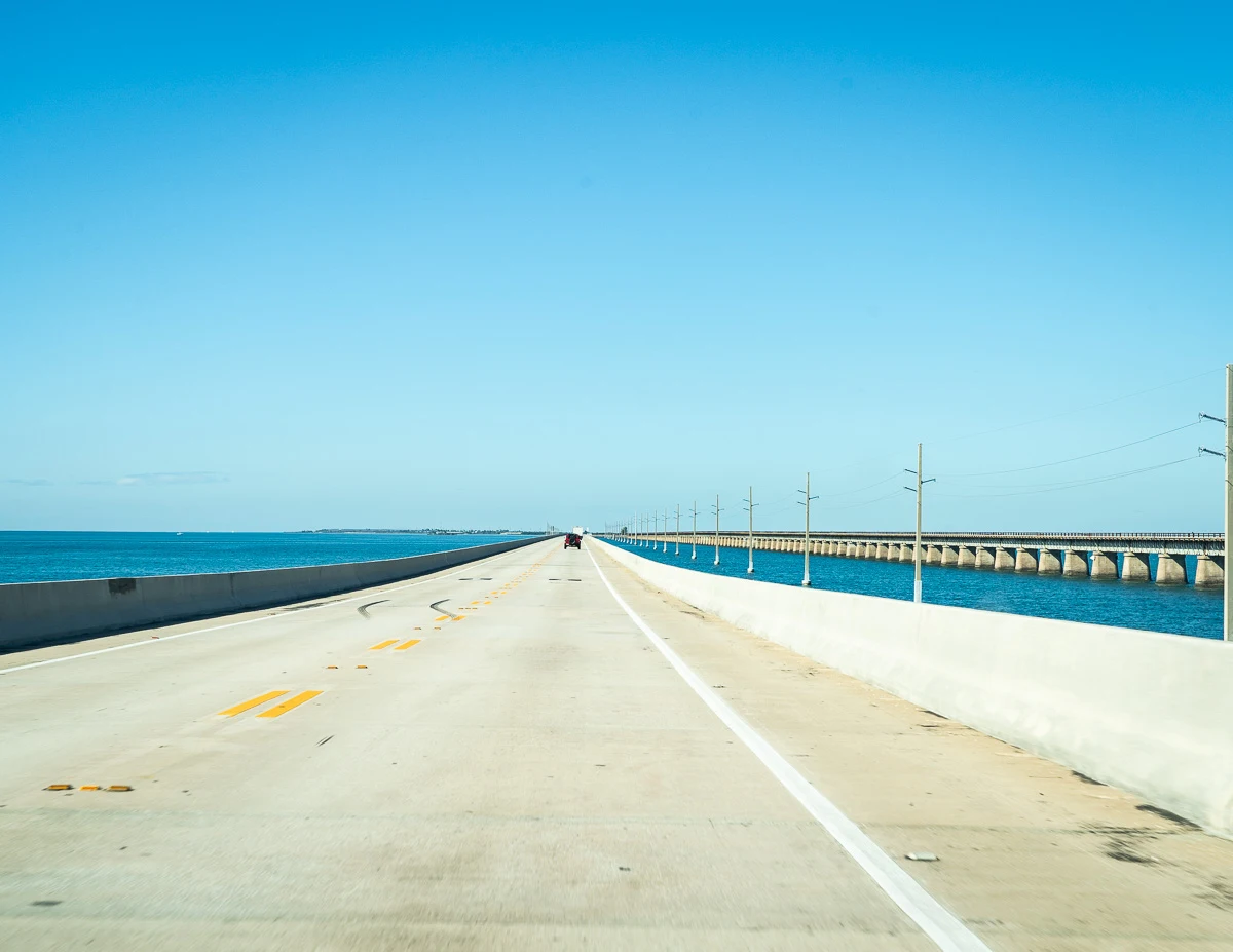 road tripping down the 7 mile bridge in the florida keys 