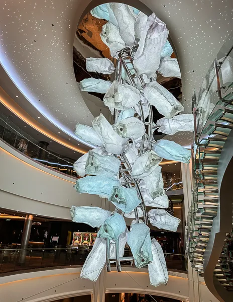 crystal chandelier on the norwegian encore cruise ship
