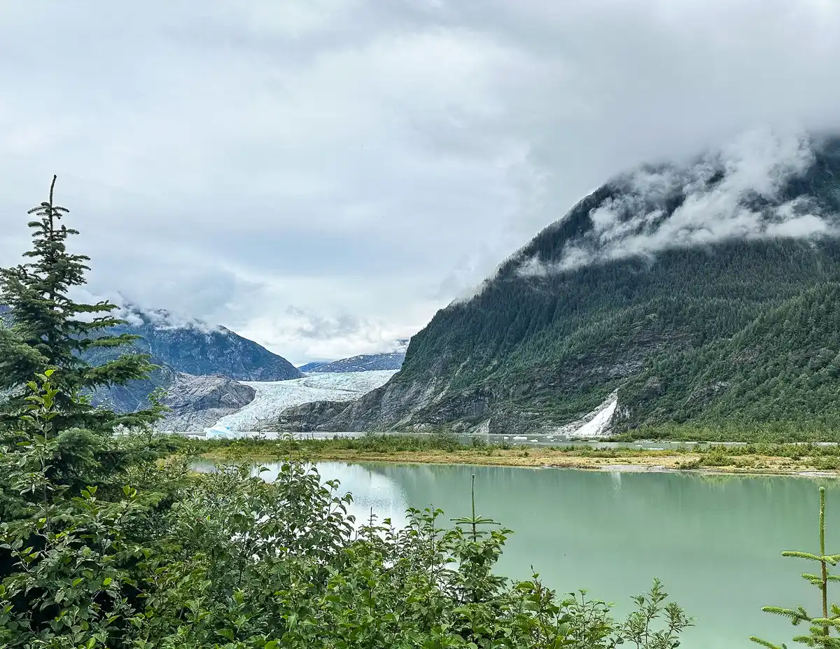 Nugget Falls and Mendenhall Glacier from the Photo Point Trail