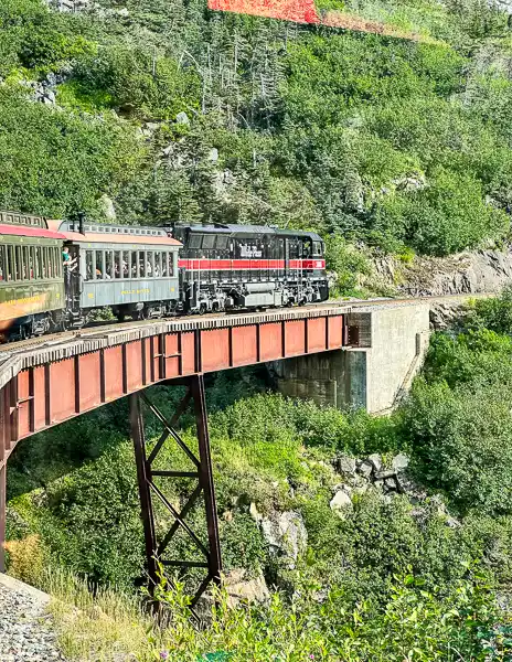 white pass train riding through white summit