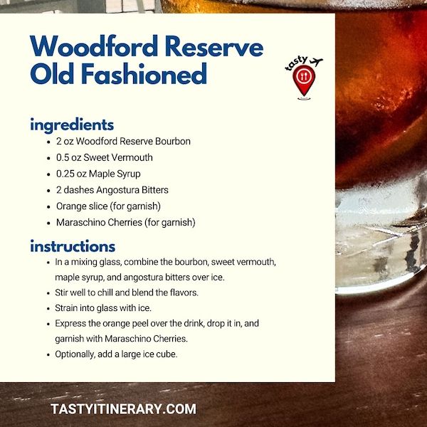 ncl woodford reserve old fashioned recipe card and instructions