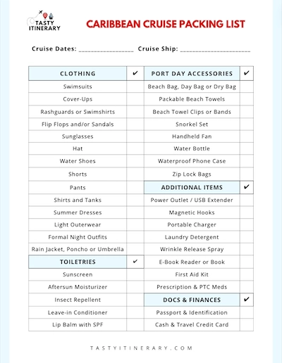 400 px size of the Caribbean Cruise Packing List