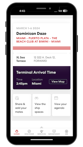 screenshot of the virgin voyages app