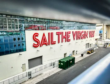sail the virgin way sign at miami terminal v