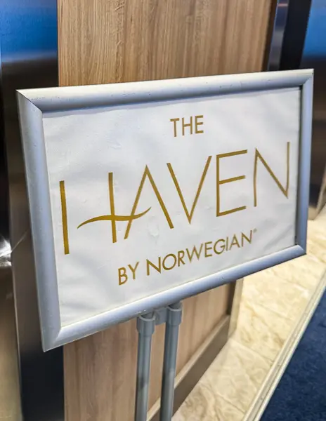 Sign for The Haven by Norwegian, indicating the private suite and exclusive guest area aboard the cruise ship