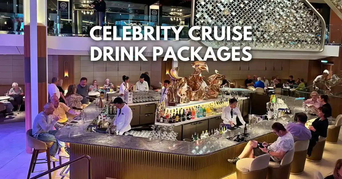 featured blog image: Guests enjoying drinks at a stylish bar on a Celebrity Cruise ship, illustrating the atmosphere tied to Celebrity Cruise Drink Packages.